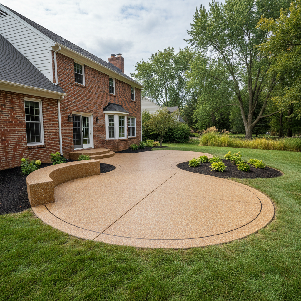 Completed concrete patios work at a residential property in Evanston, IL
