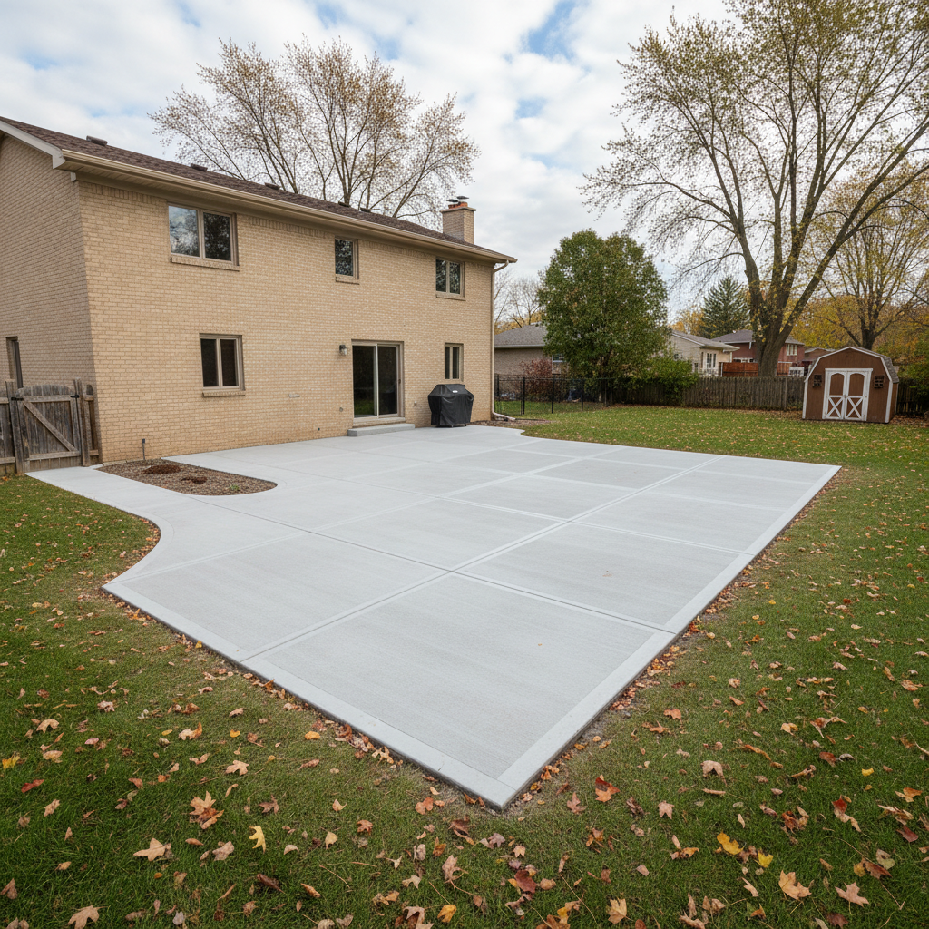 Completed concrete installation work at a residential property in Des Plaines, IL