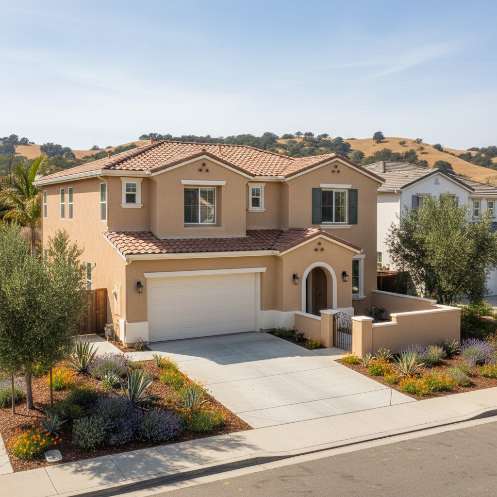 Completed stucco installation work at a residential property in Milpitas, CA