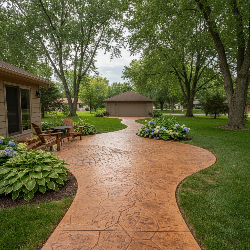 Completed decorative concrete work at a residential property in Evanston, IL