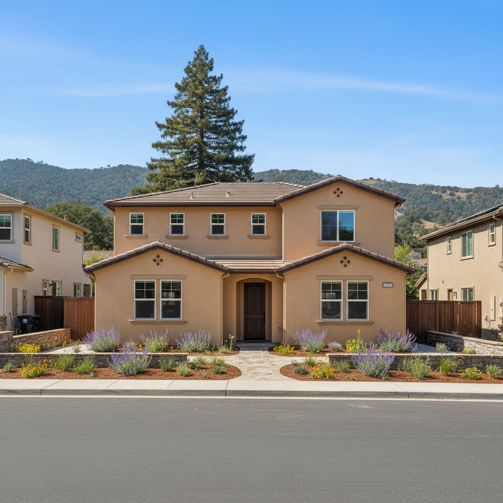 Completed residential stucco work at a residential property in Scotts Valley, CA