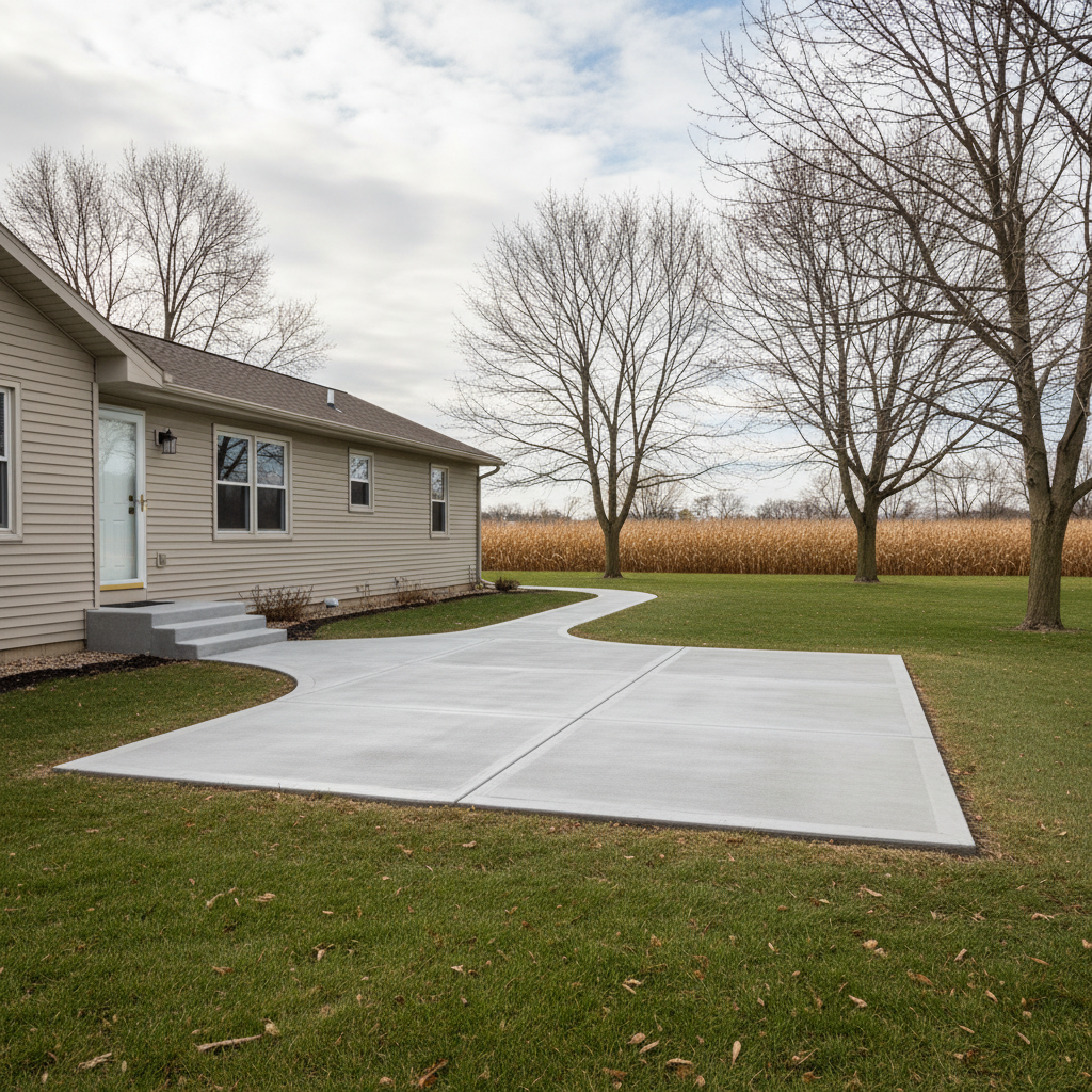 Completed concrete installation work at a residential property in Elgin, IL
