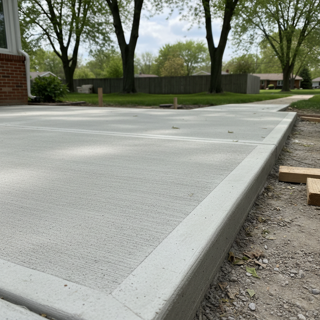 Completed concrete flatwork work at a residential property in Des Plaines, IL