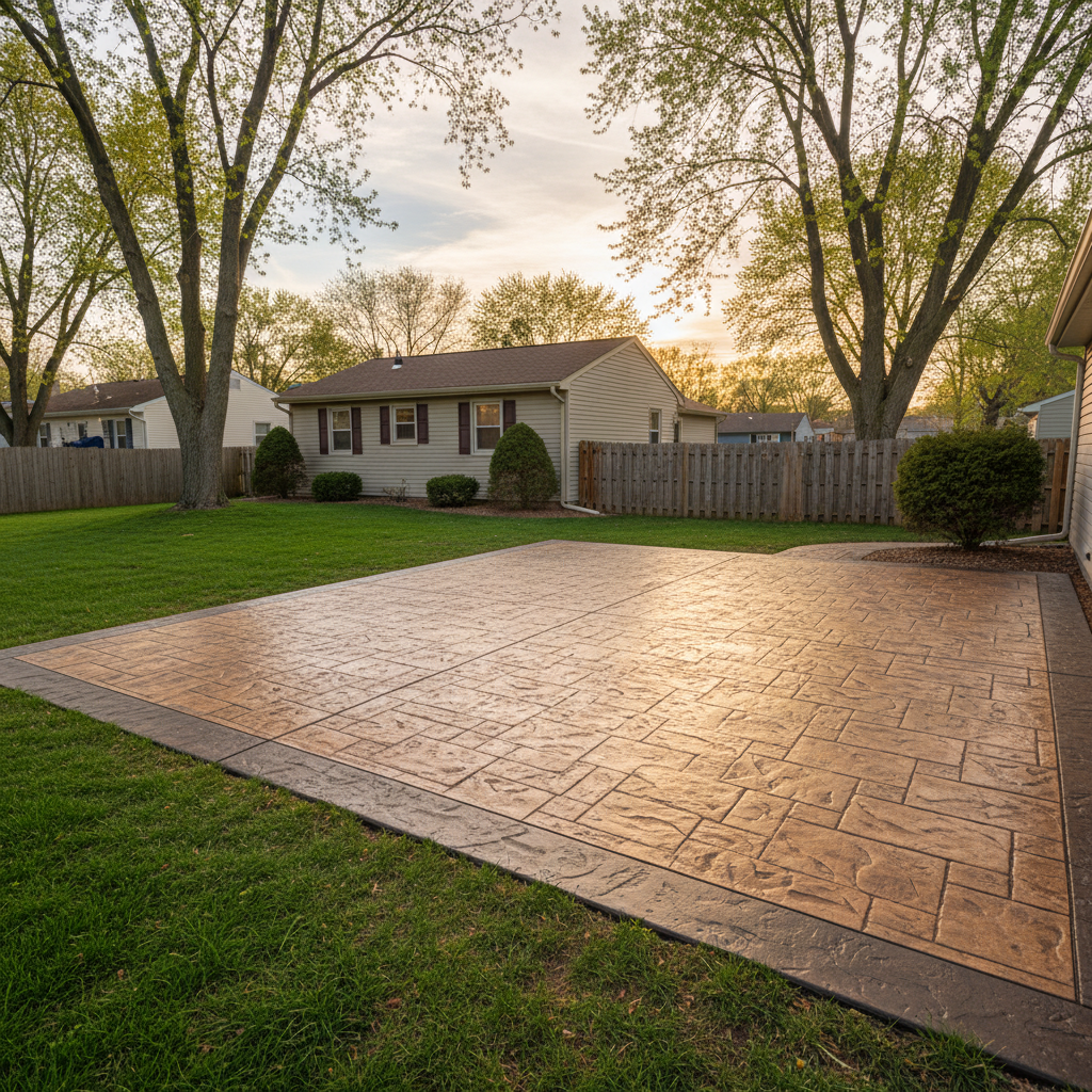 Completed stamped concrete work at a residential property in Des Plaines, IL