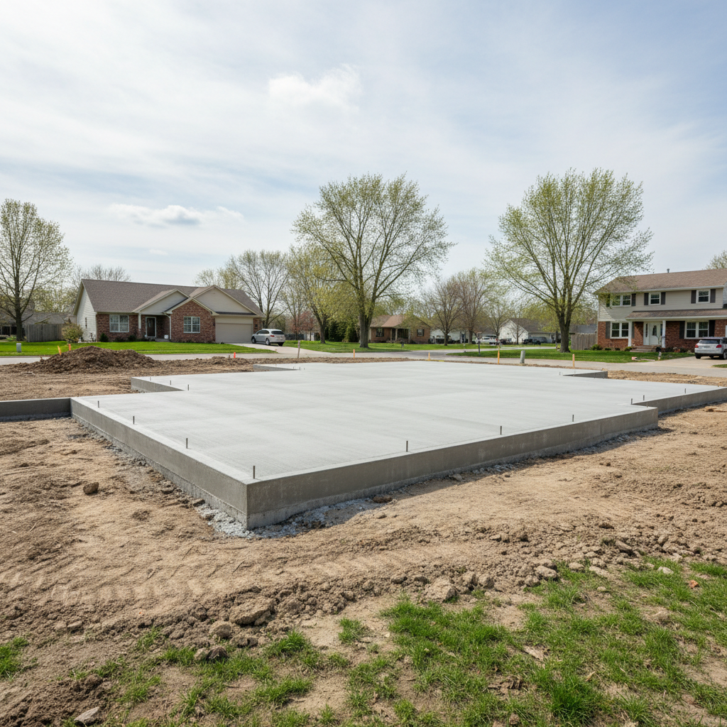 Completed concrete foundations work at a residential property in Elgin, IL