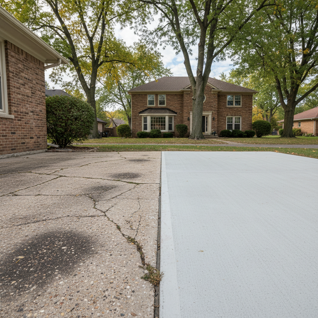 Completed concrete installation work at a residential property in Chicago, IL