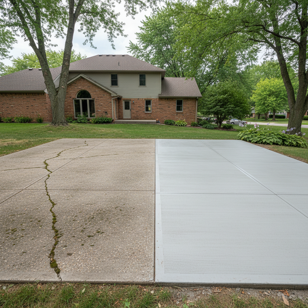 Completed concrete flatwork work at a residential property in Arlington Heights, IL