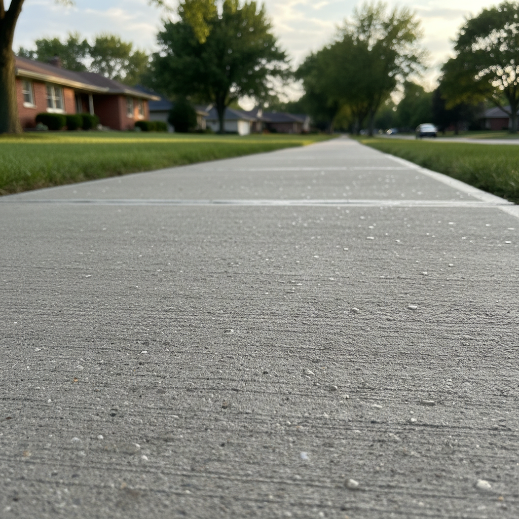 Completed concrete sidewalks work at a residential property in Arlington Heights, IL