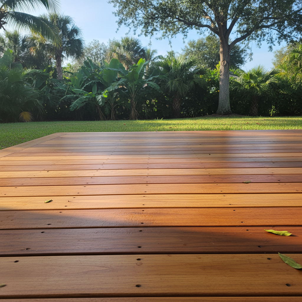 Completed deck construction work at a residential property in Coral Springs, FL