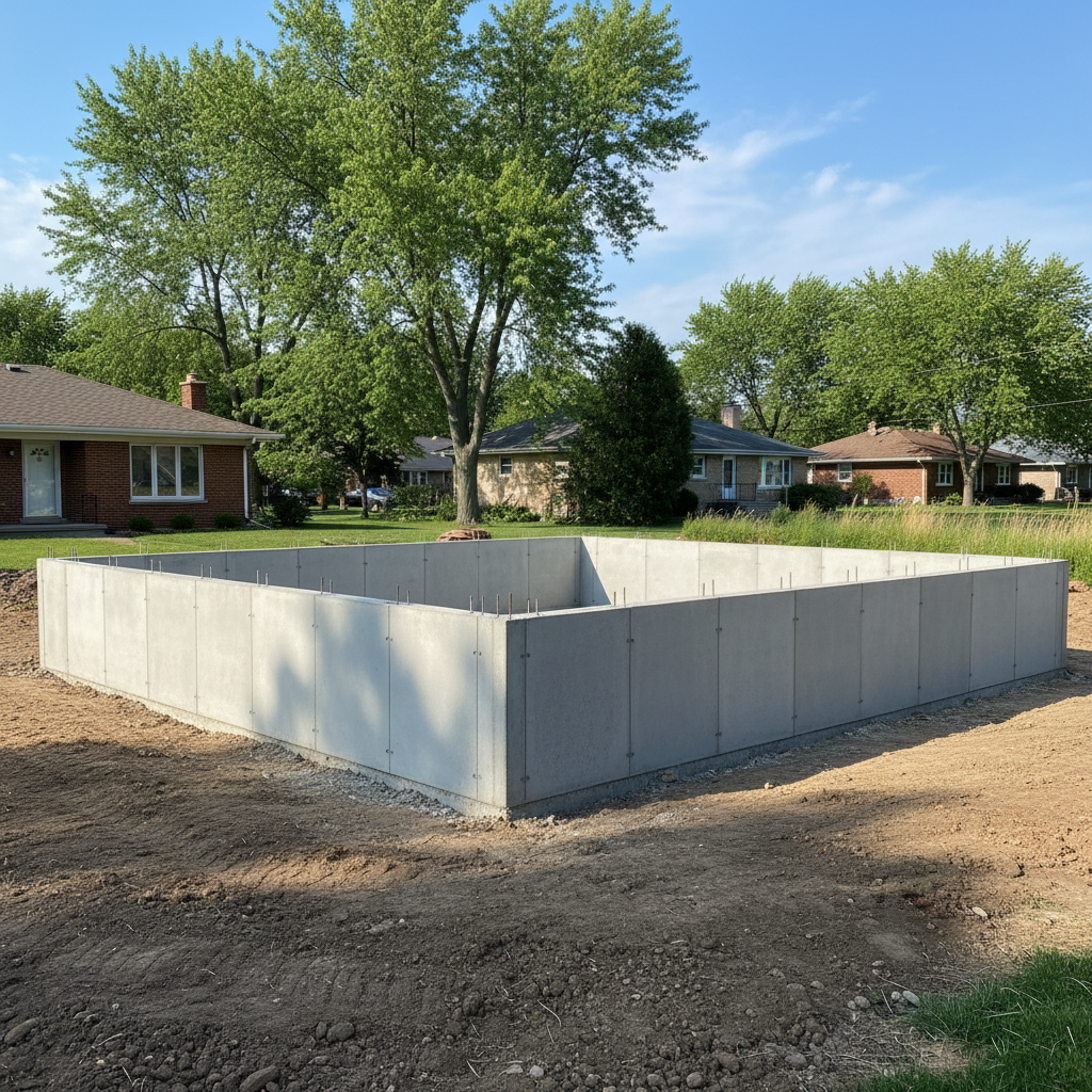 Completed concrete foundations work at a residential property in Chicago, IL