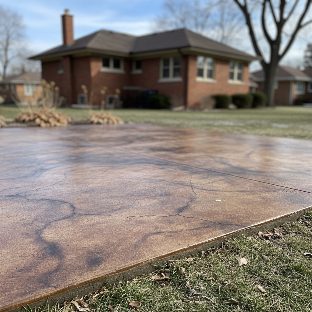 Completed concrete staining work at a residential property in Chicago, IL