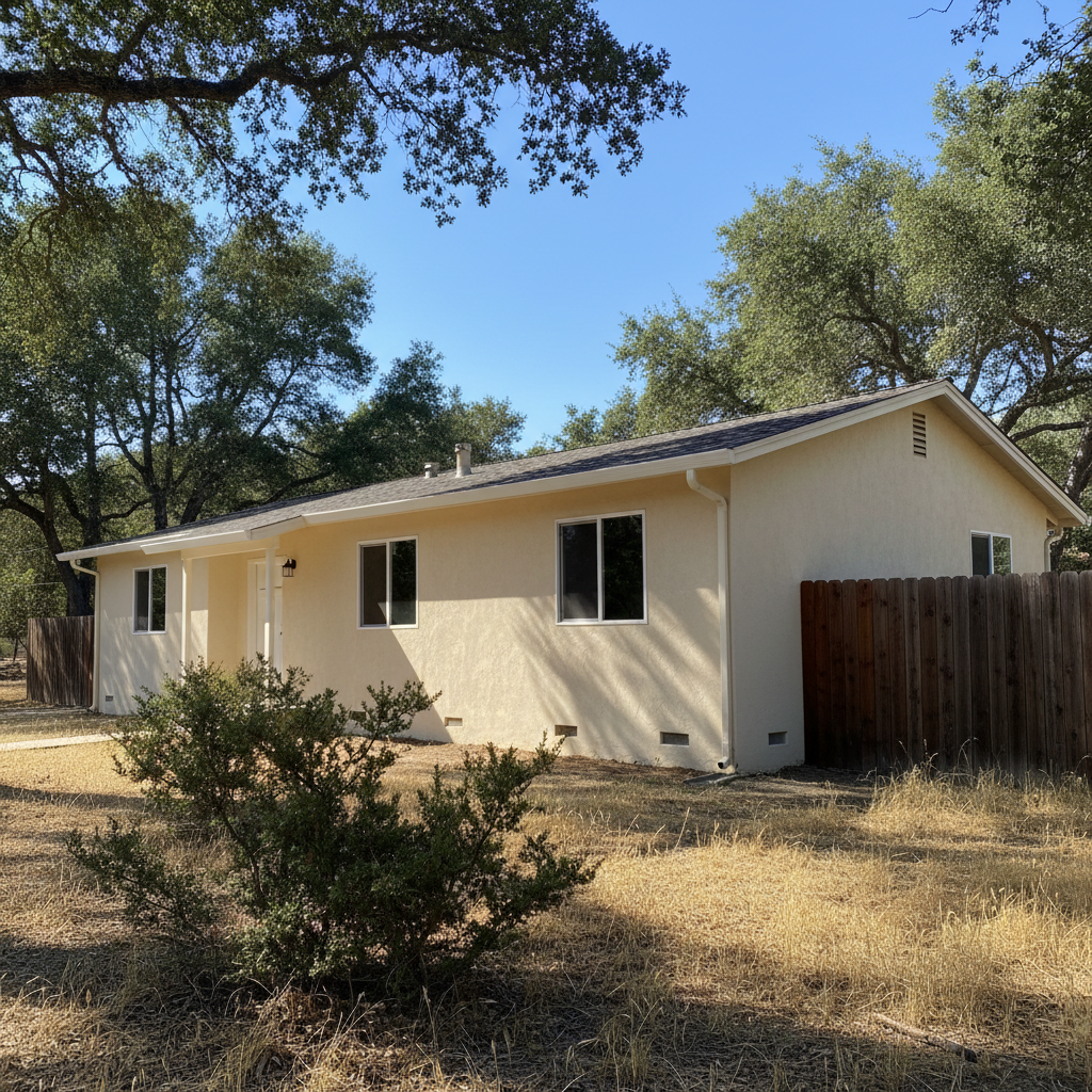 Completed stucco installation work at a residential property in Portola Valley, CA