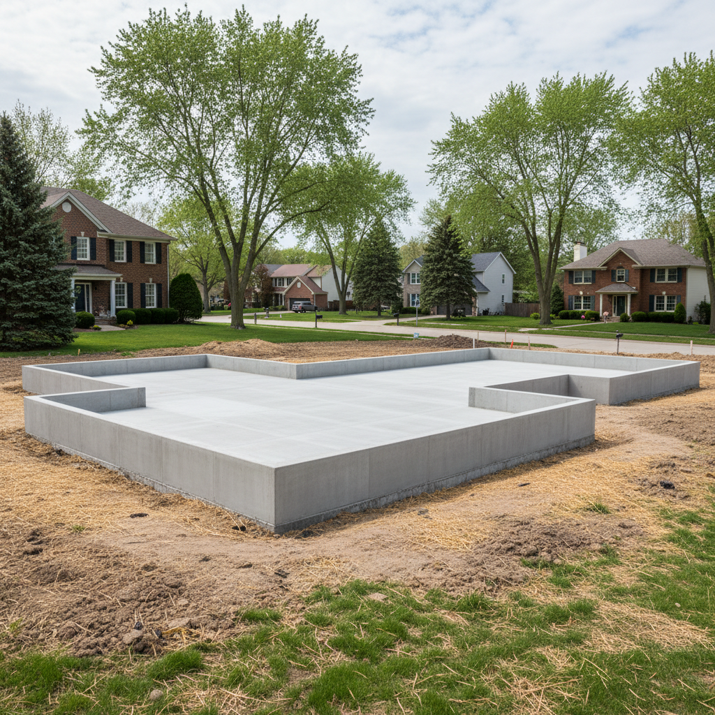 Completed concrete foundations work at a residential property in Wheaton, IL