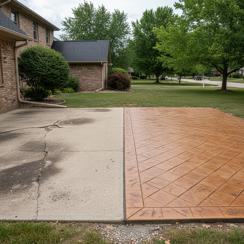 Completed decorative concrete work at a residential property in Elgin, IL
