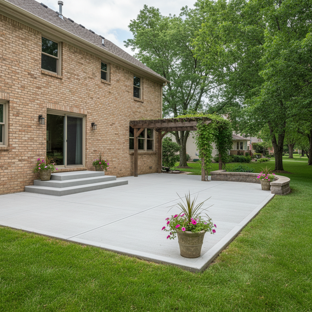 Completed concrete patios work at a residential property in Wheaton, IL