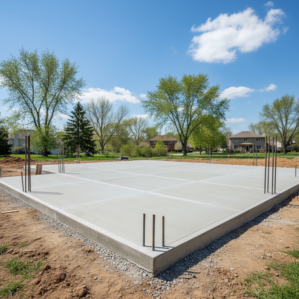 Completed concrete foundations work at a residential property in Arlington Heights, IL