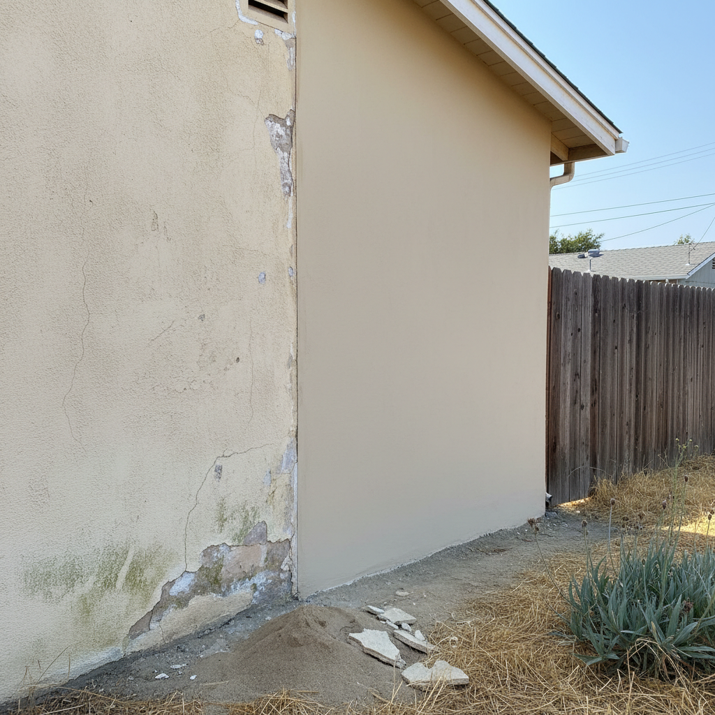 Completed stucco removal work at a residential property in Richmond, CA