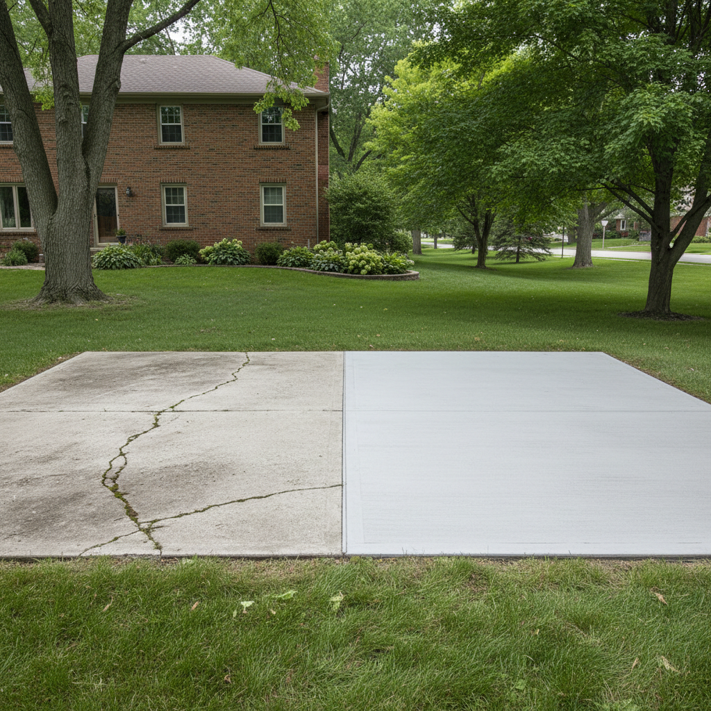 Completed concrete repair work at a residential property in Elgin, IL