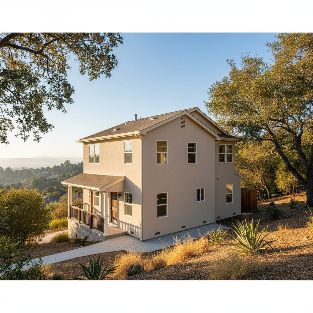 Completed stucco replacement work at a residential property in Oakland, CA