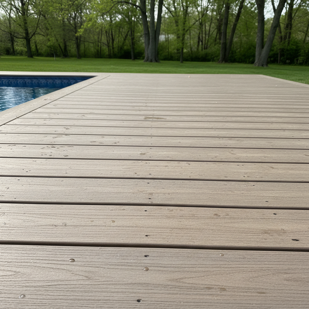 Completed pool decks work at a residential property in Rockford, IL