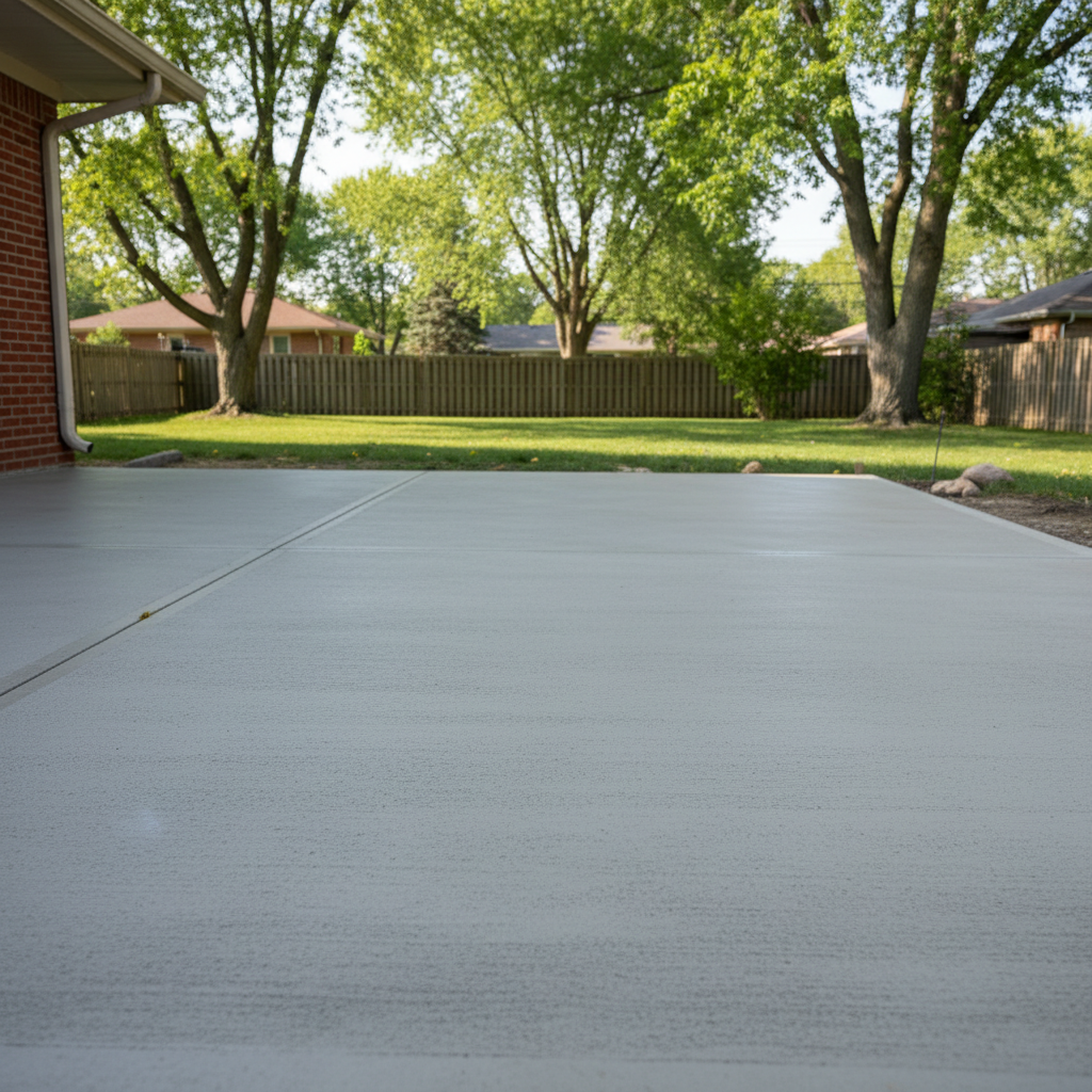 Completed concrete installation work at a residential property in Arlington Heights, IL
