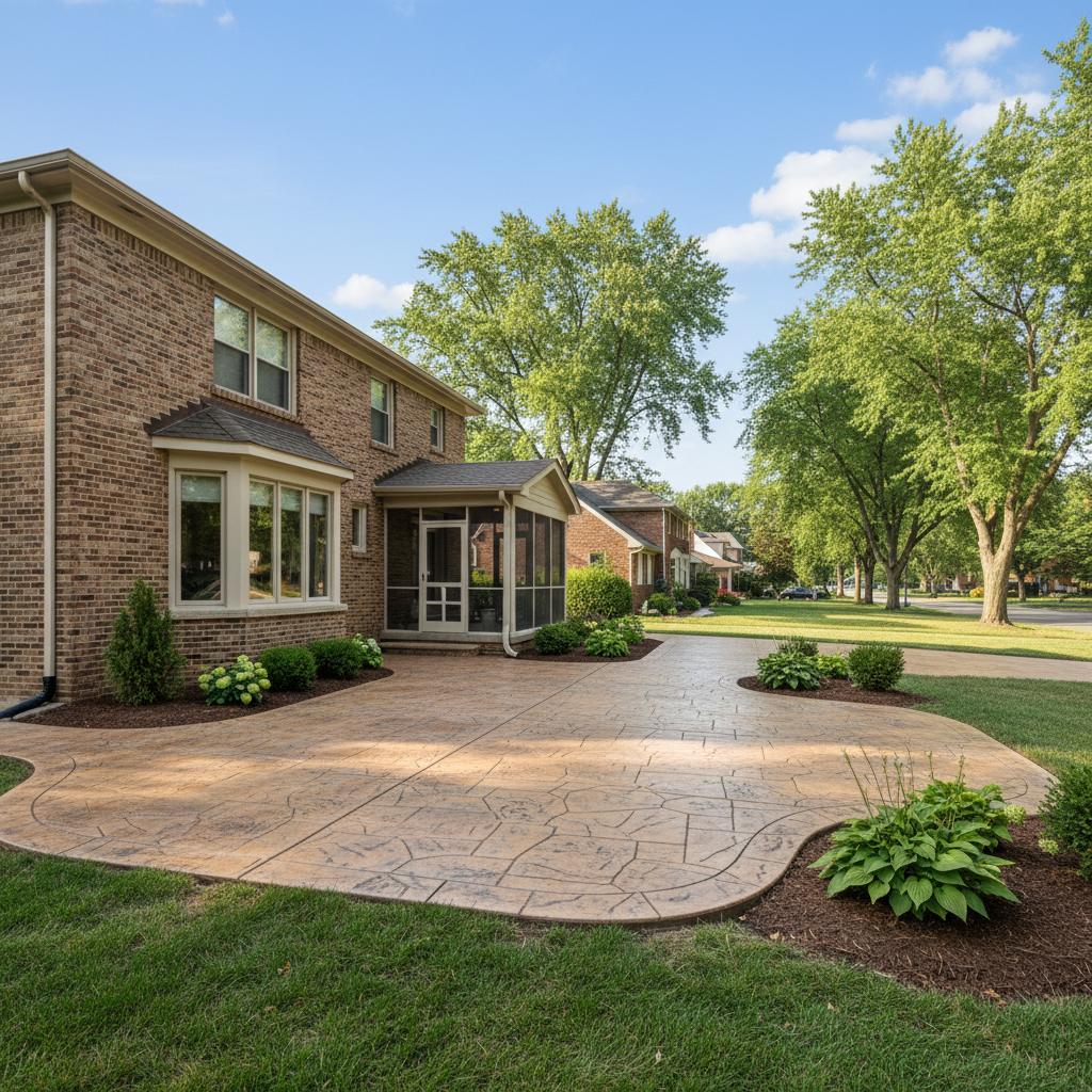 Completed decorative concrete work at a residential property in Arlington Heights, IL