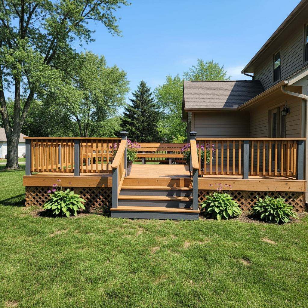 Completed deck painting & staining work at a residential property in Rockford, IL
