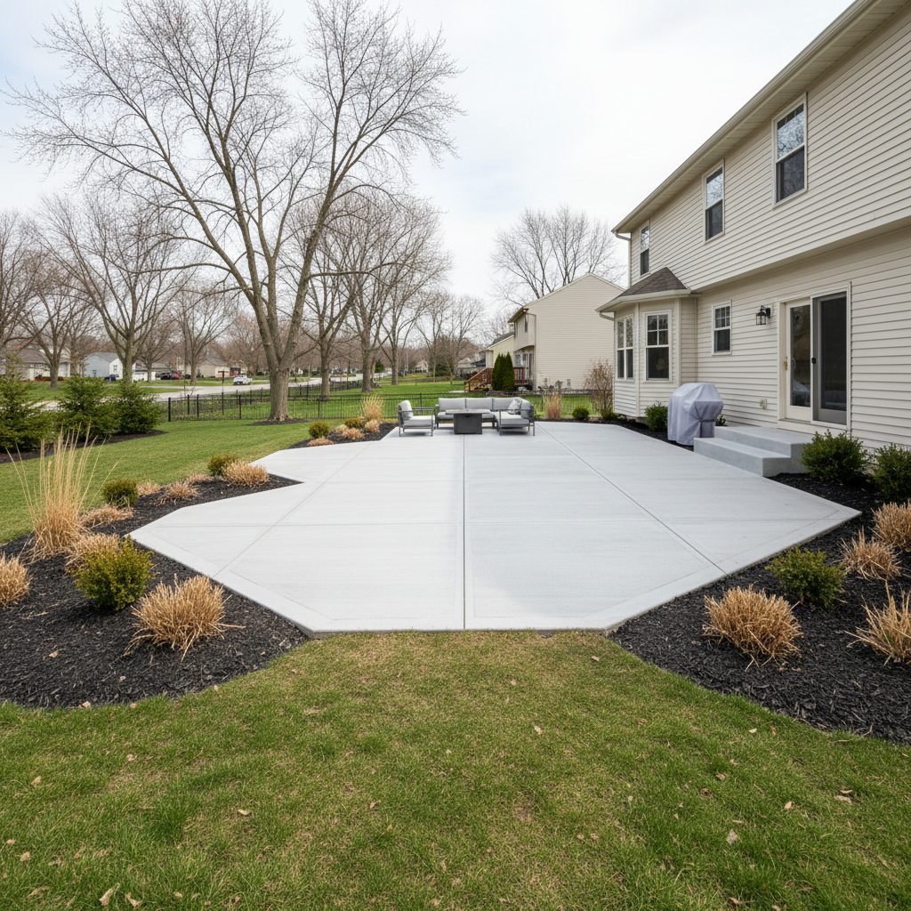 Completed concrete patios work at a residential property in Arlington Heights, IL