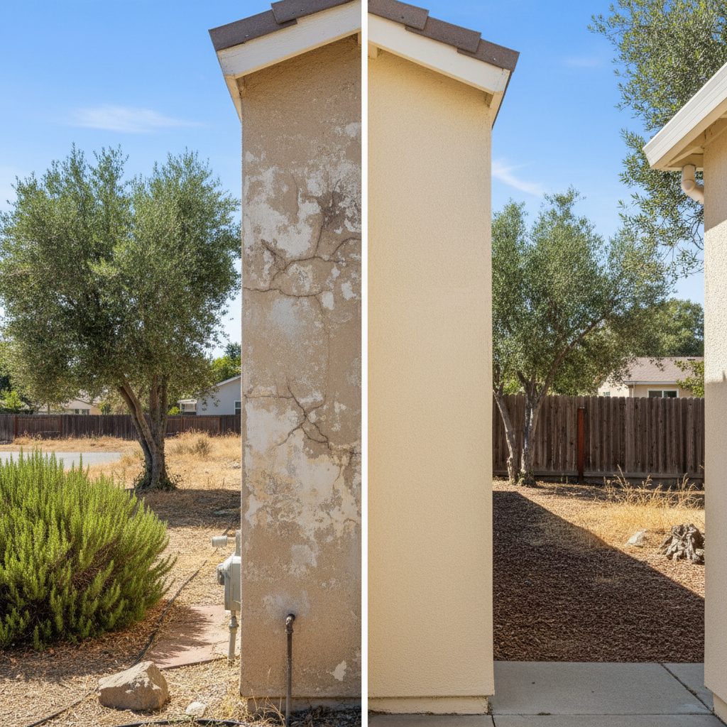 Completed stucco painting work at a residential property in Salinas, CA