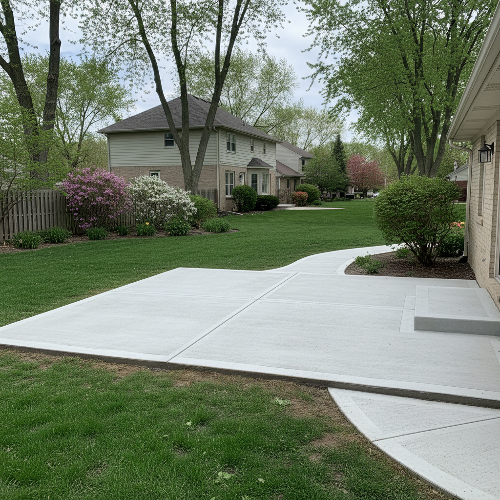 Completed concrete flatwork work at a residential property in Wheaton, IL