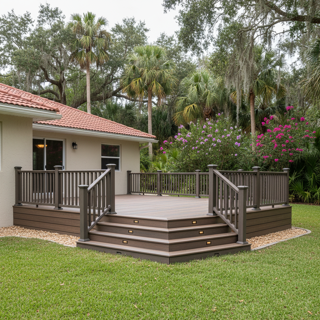 Completed composite decks work at a residential property in Cross City, FL