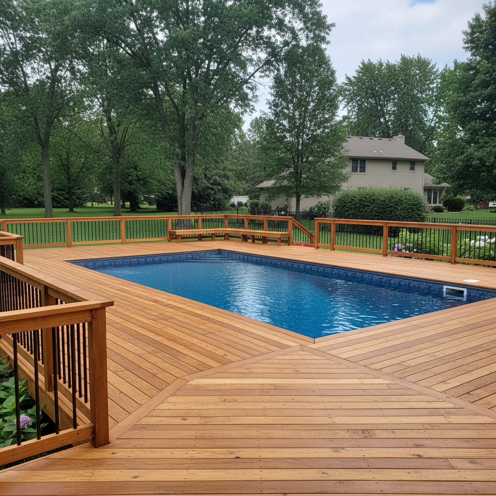 Completed pool decks work at a residential property in Rockford, IL