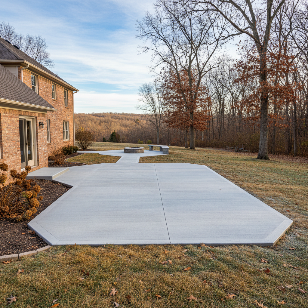 Completed concrete installation work at a residential property in Muncie, IN