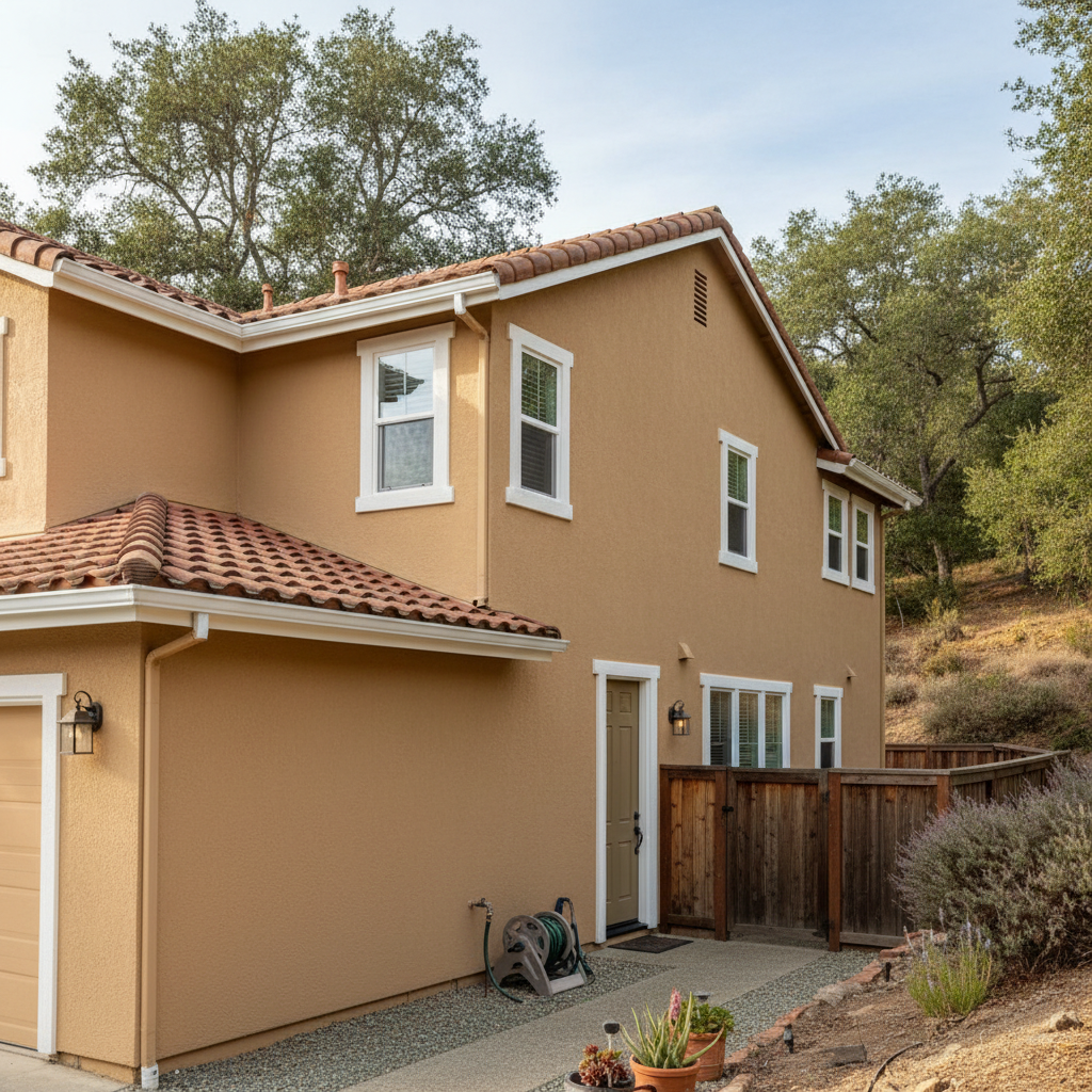 Completed stucco painting work at a residential property in Scotts Valley, CA