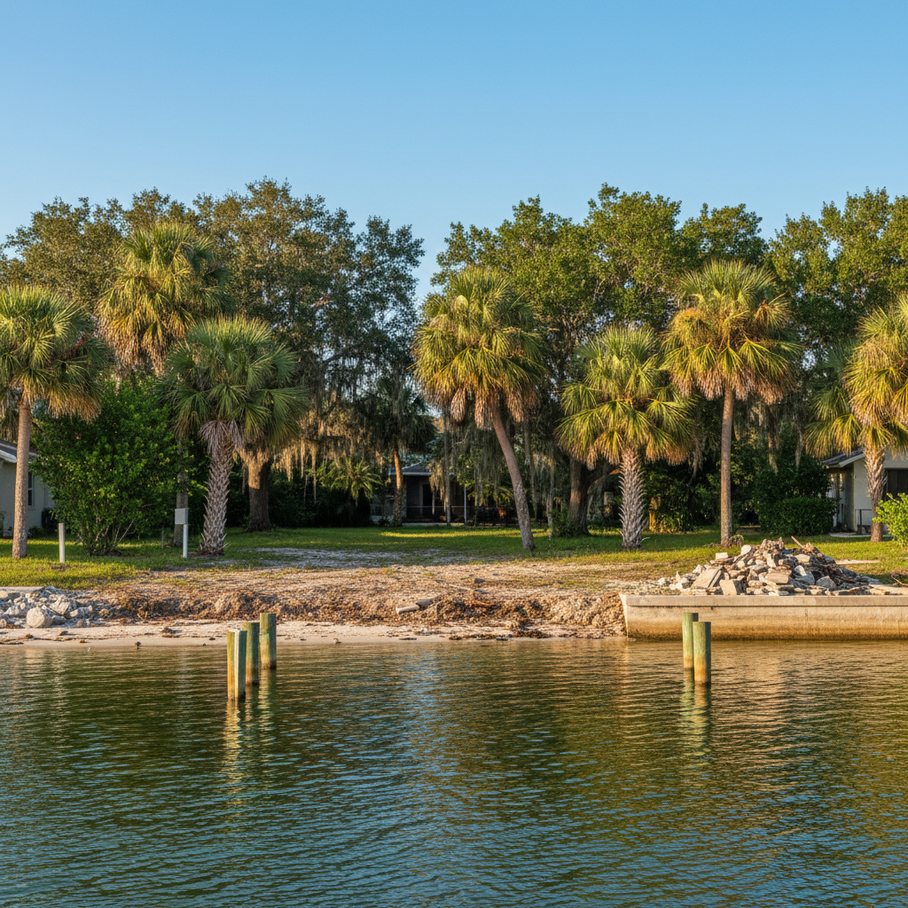 Completed dock demolition work at a residential property in Temple Terrace, FL