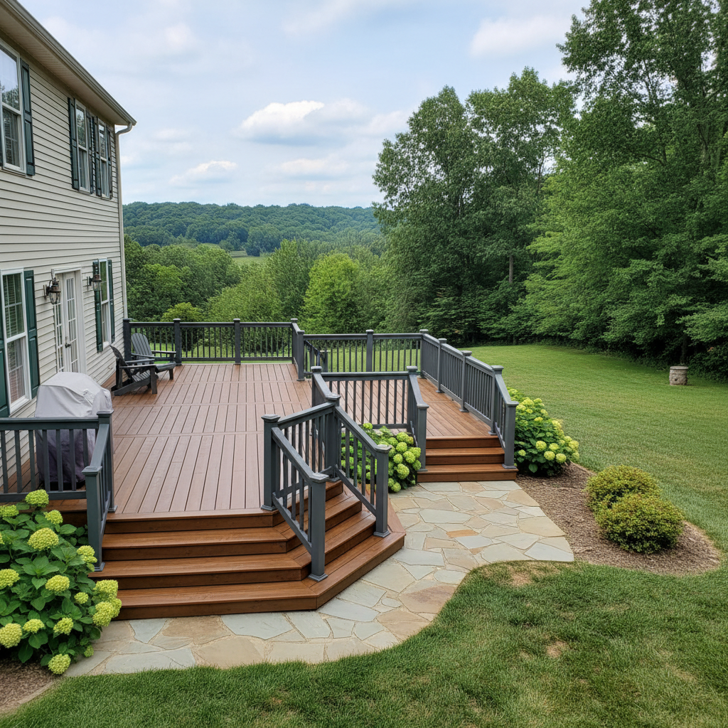Completed deck painting & staining work at a residential property in Elizabeth, IN