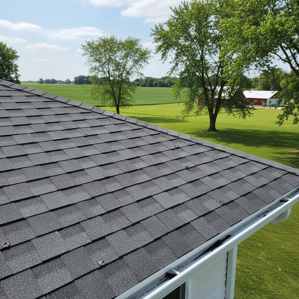 Completed roof repair work at a residential property in Sioux Center, IA