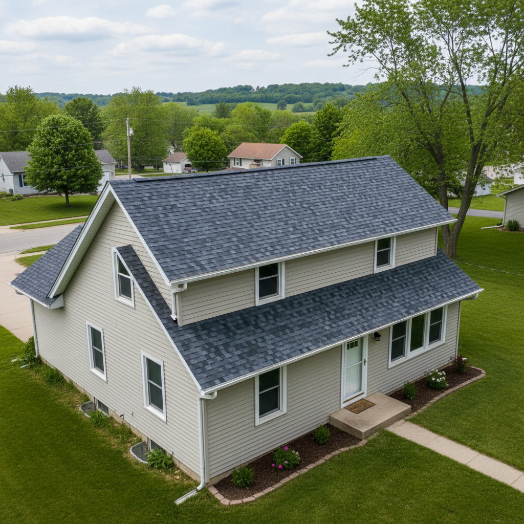 Completed new construction roofing work at a residential property in Sioux Center, IA
