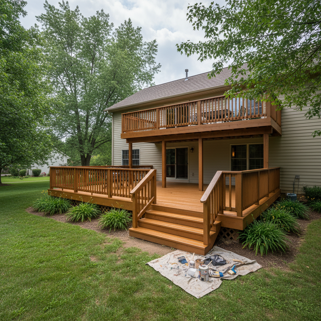 Completed deck painting & staining work at a residential property in Elizabeth, IN