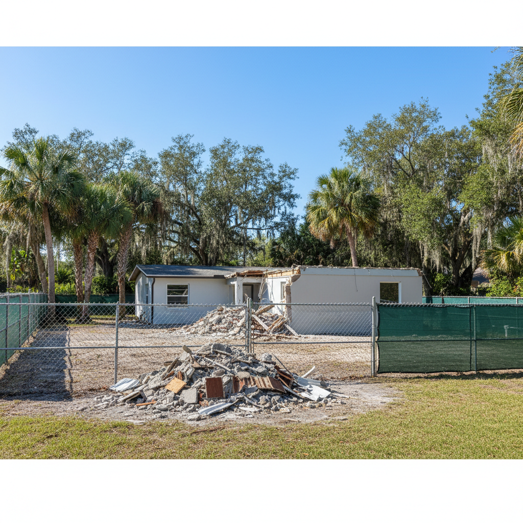 Completed partial building demolition work at a residential property in Temple Terrace, FL