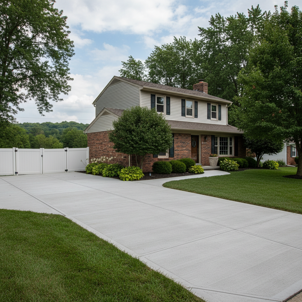 Completed concrete installation work at a residential property in Muncie, IN