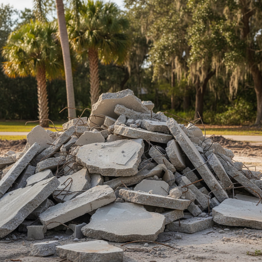 Completed concrete demolition work at a residential property in Silver Springs, FL