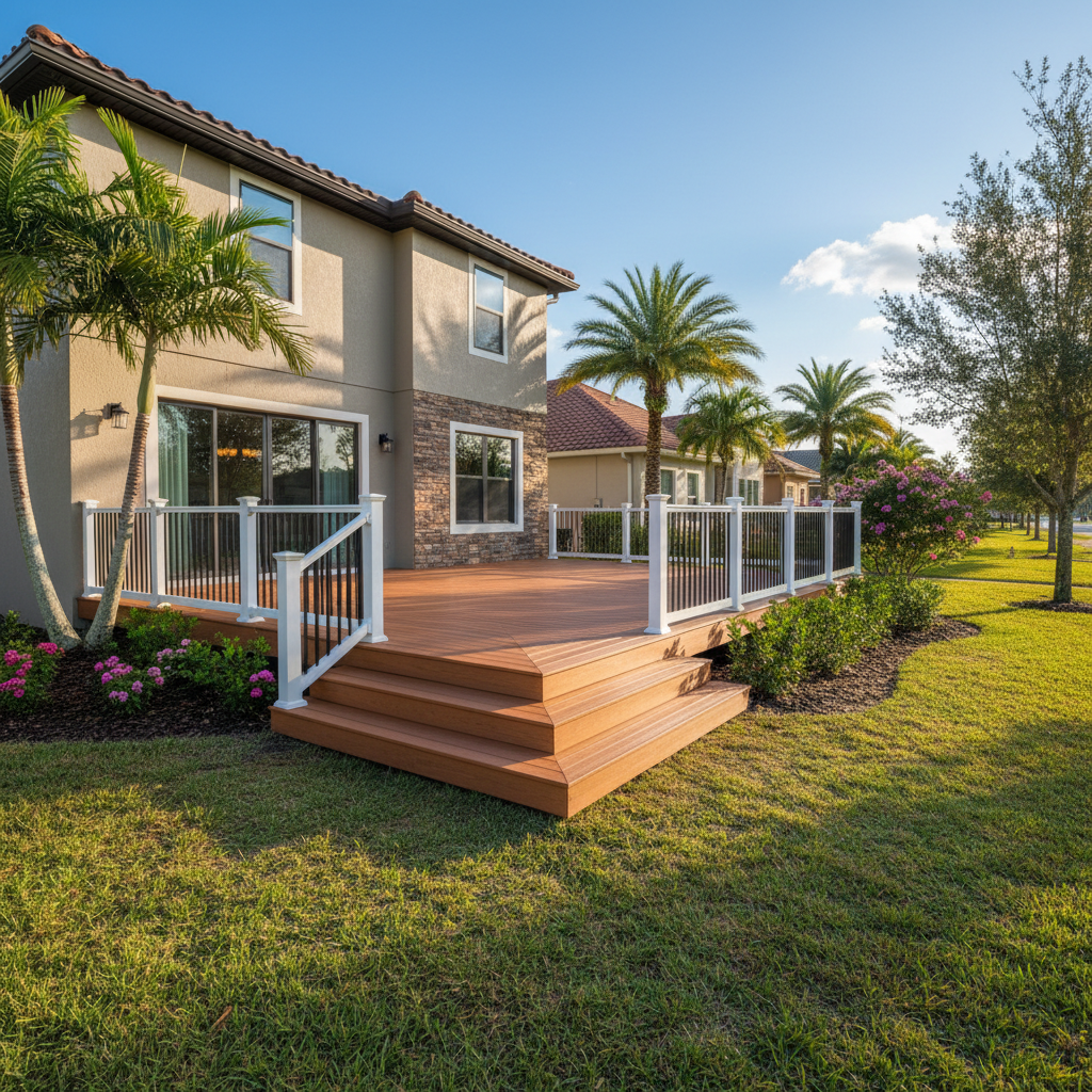 Completed composite decks work at a residential property in St Cloud, FL