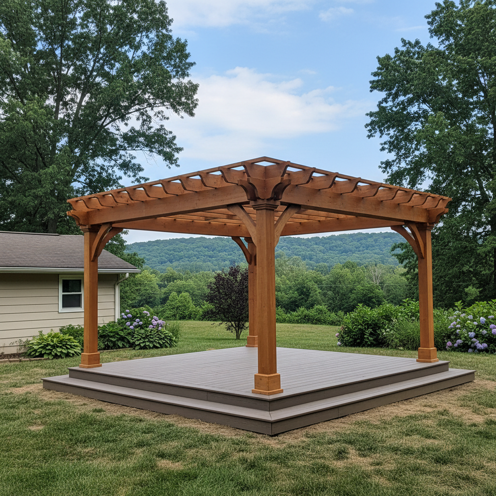 Completed pergola construction work at a residential property in Elizabeth, IN