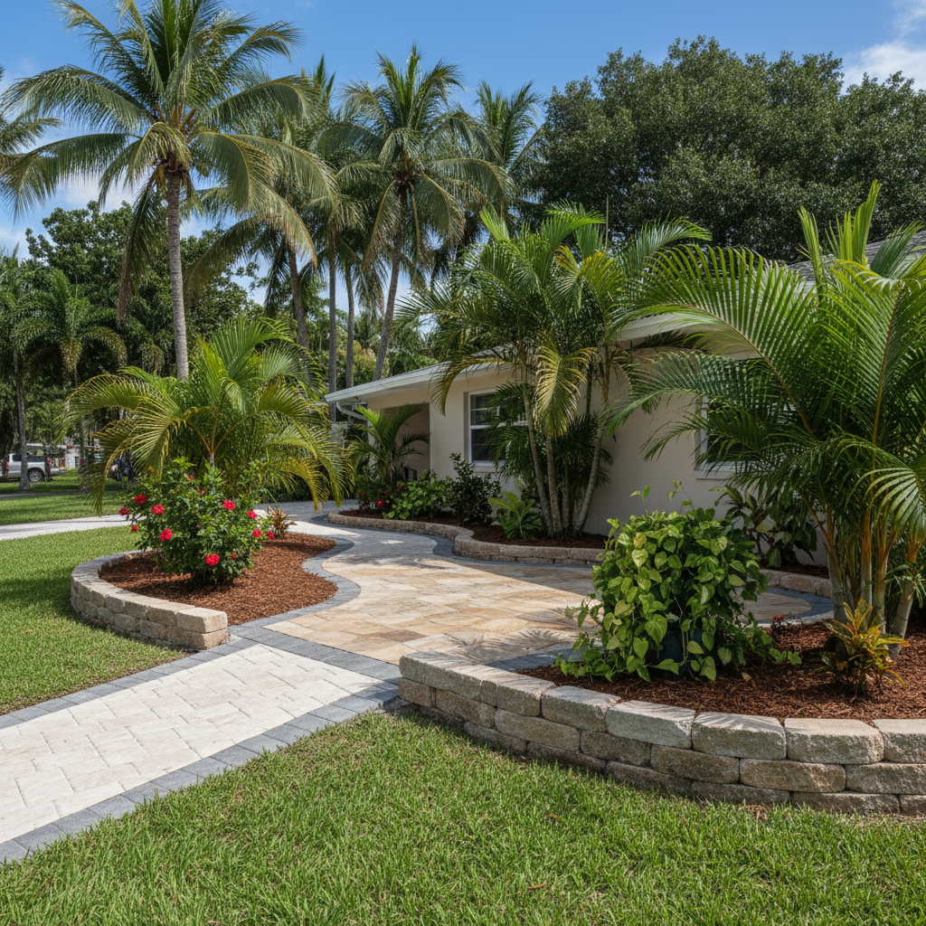 Completed hardscape installation work at a residential property in Hialeah, FL