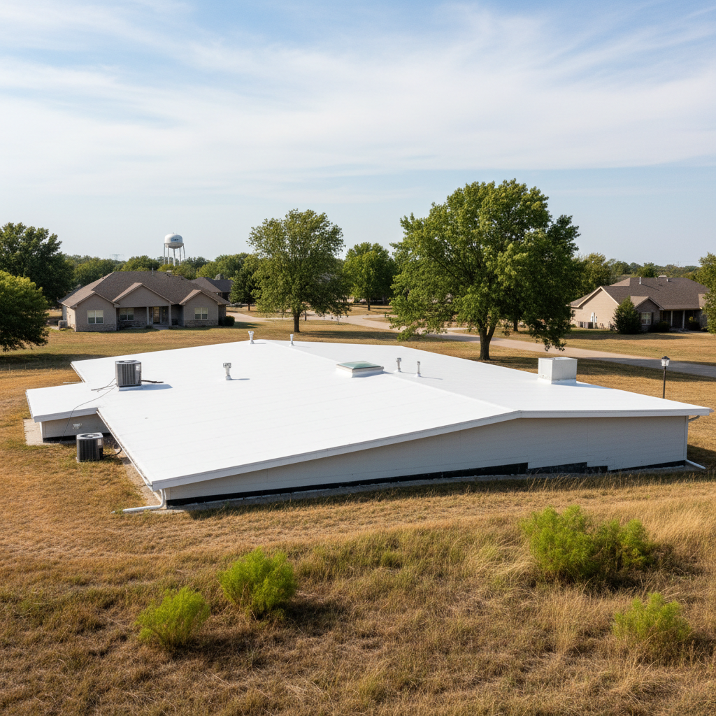 Completed commercial tpo roofing work at a residential property in Derby, KS