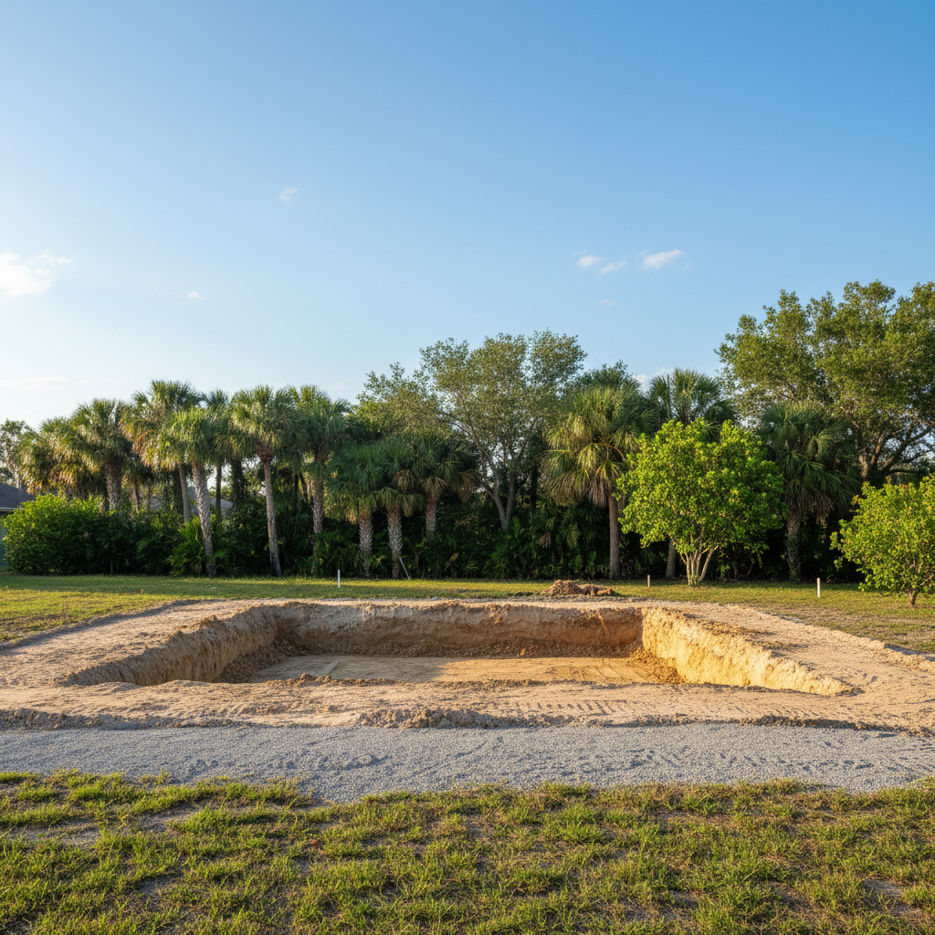 Completed excavation work at a residential property in Cape Coral, FL