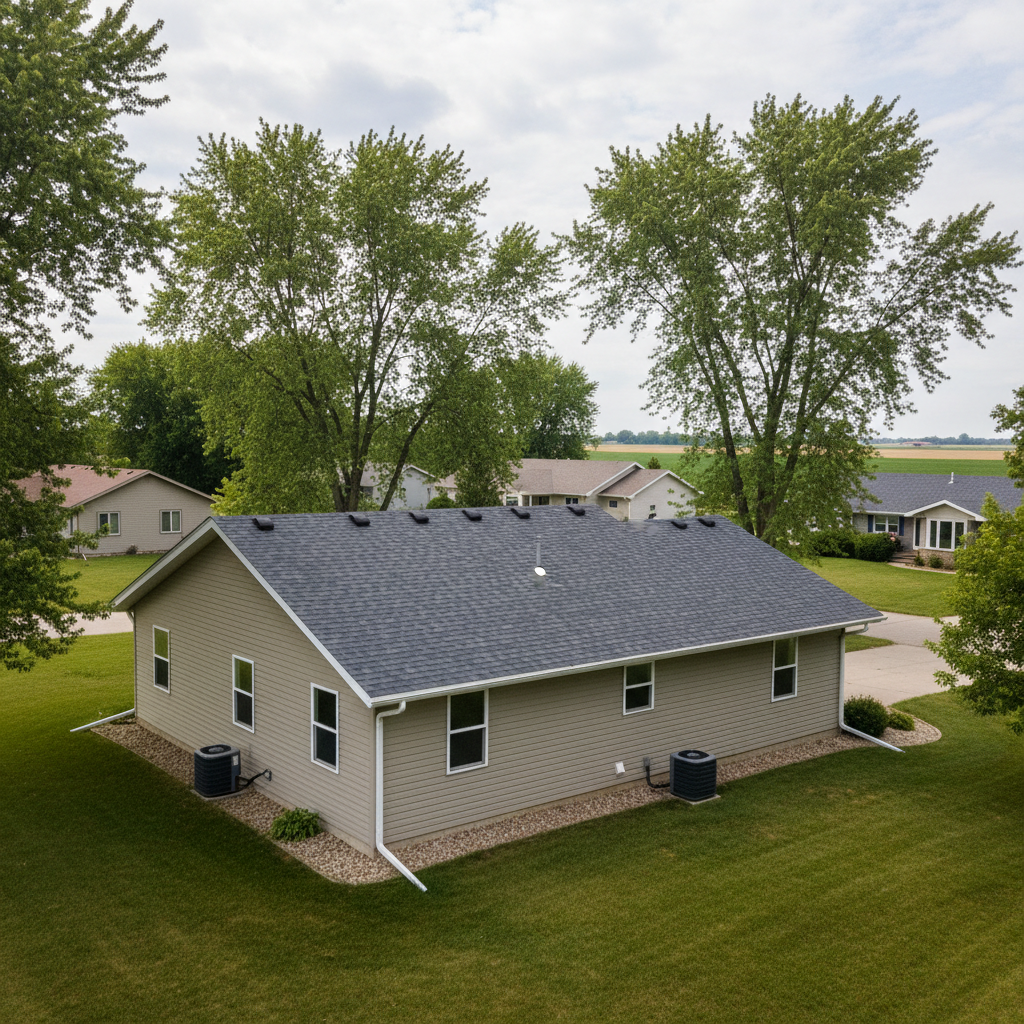 Completed storm damage repair work at a residential property in Sioux Center, IA