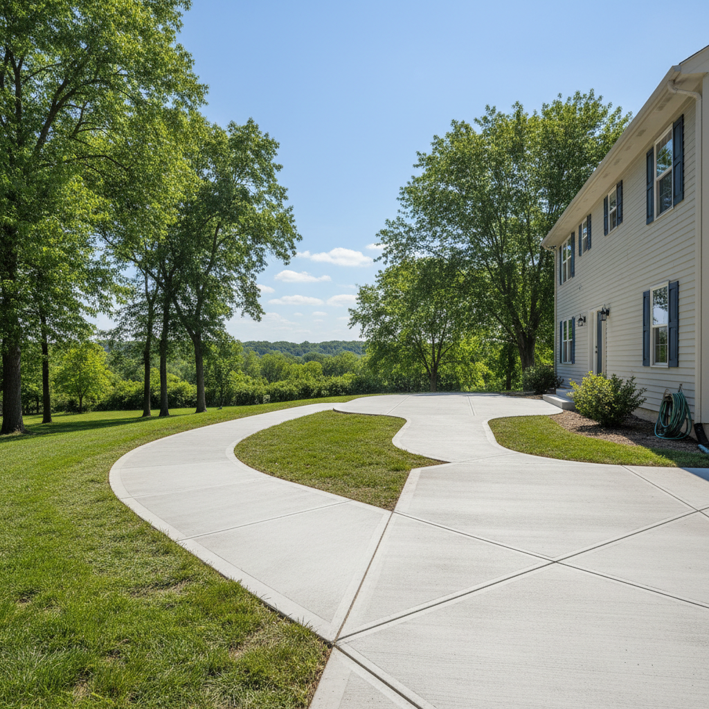Completed concrete flatwork work at a residential property in Lawrence, KS