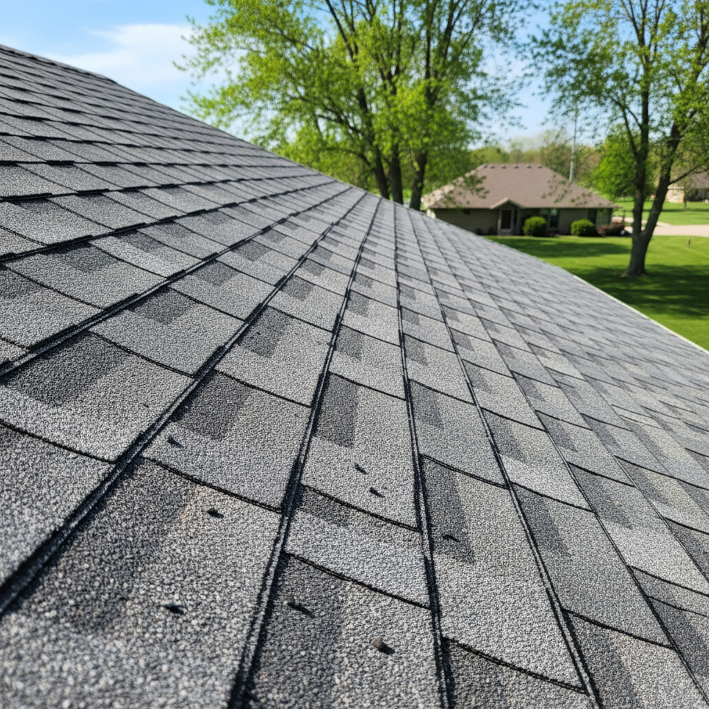 Completed roof repair work at a residential property in Sioux Center, IA